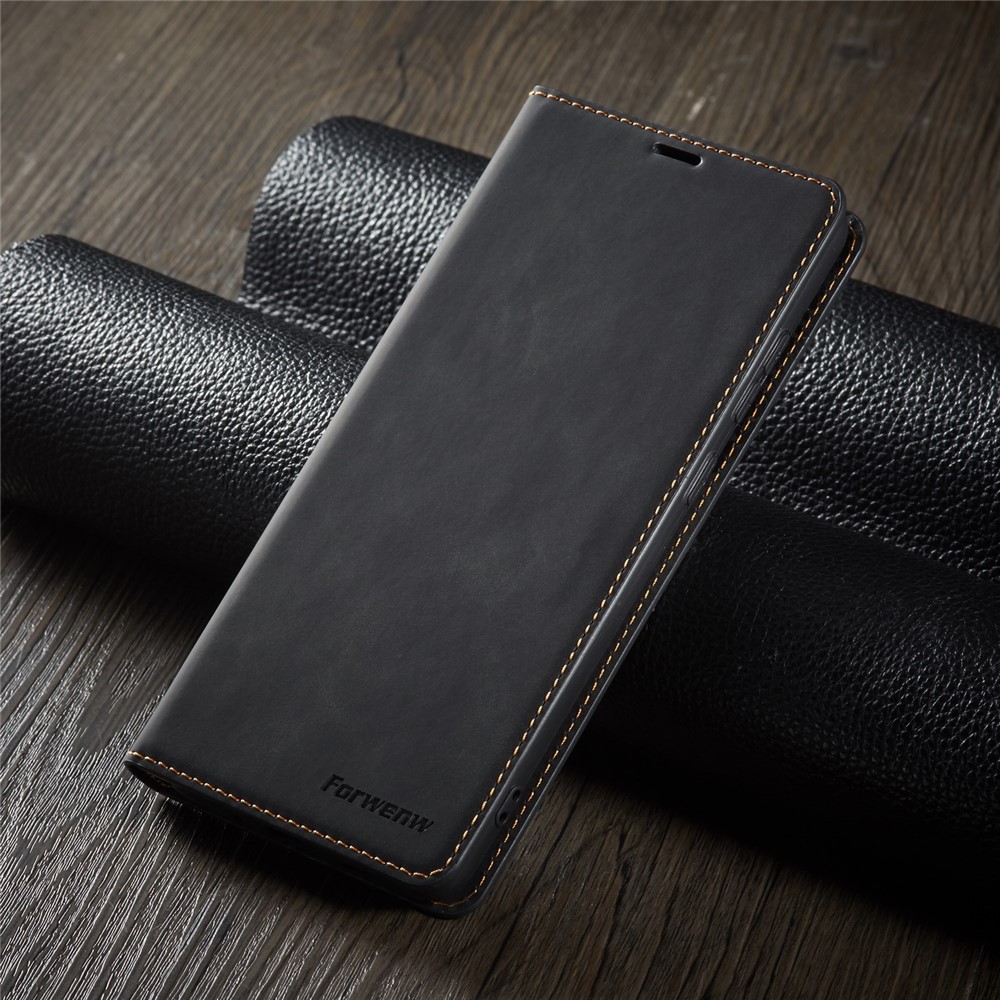 FORWENW Fantasy Series Silky Touch Leather Wallet Stand Case for Samsung Galaxy A91/S10 Lite - Black-5