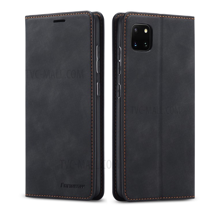 FORWENW Fantasy Series Silky Touch Leather Stand Case for Samsung Galaxy A81/Note 10 Lite - Black-1