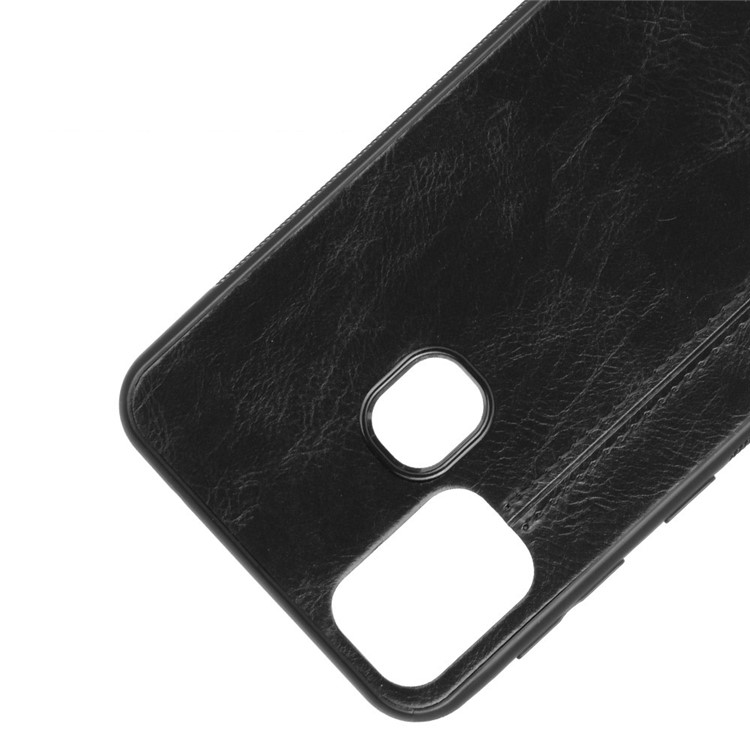 PU Leather Coated PC + TPU Cell Phone Case for Samsung Galaxy M31 - Black-2