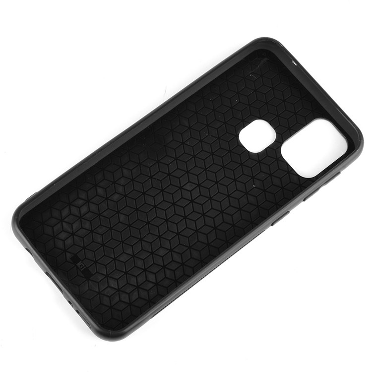 PU Leather Coated PC + TPU Cell Phone Case for Samsung Galaxy M31 - Black-5