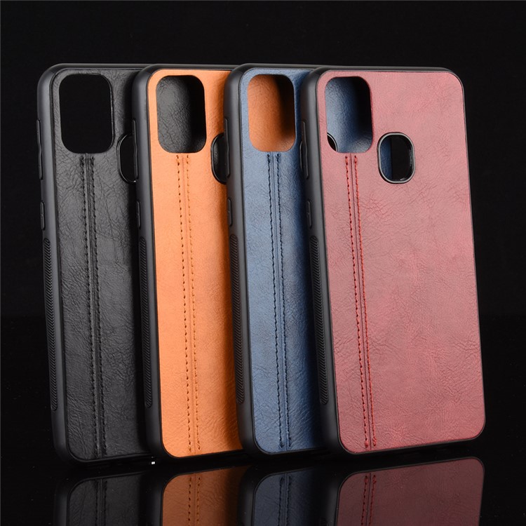 PU Leather Coated PC + TPU Cell Phone Case for Samsung Galaxy M31 - Black-8