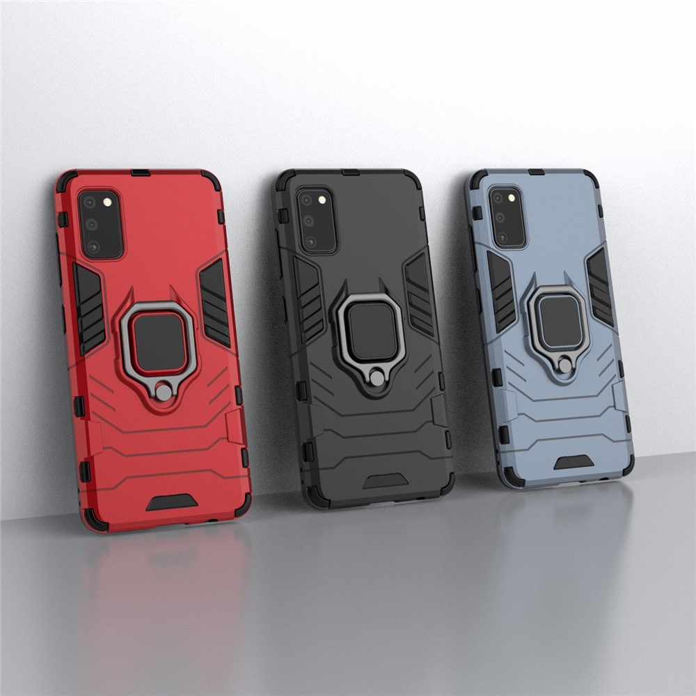 Finger Ring Holder Kickstand PC + TPU Shell Cover for Samsung Galaxy A41 (Global Version) - Black-10