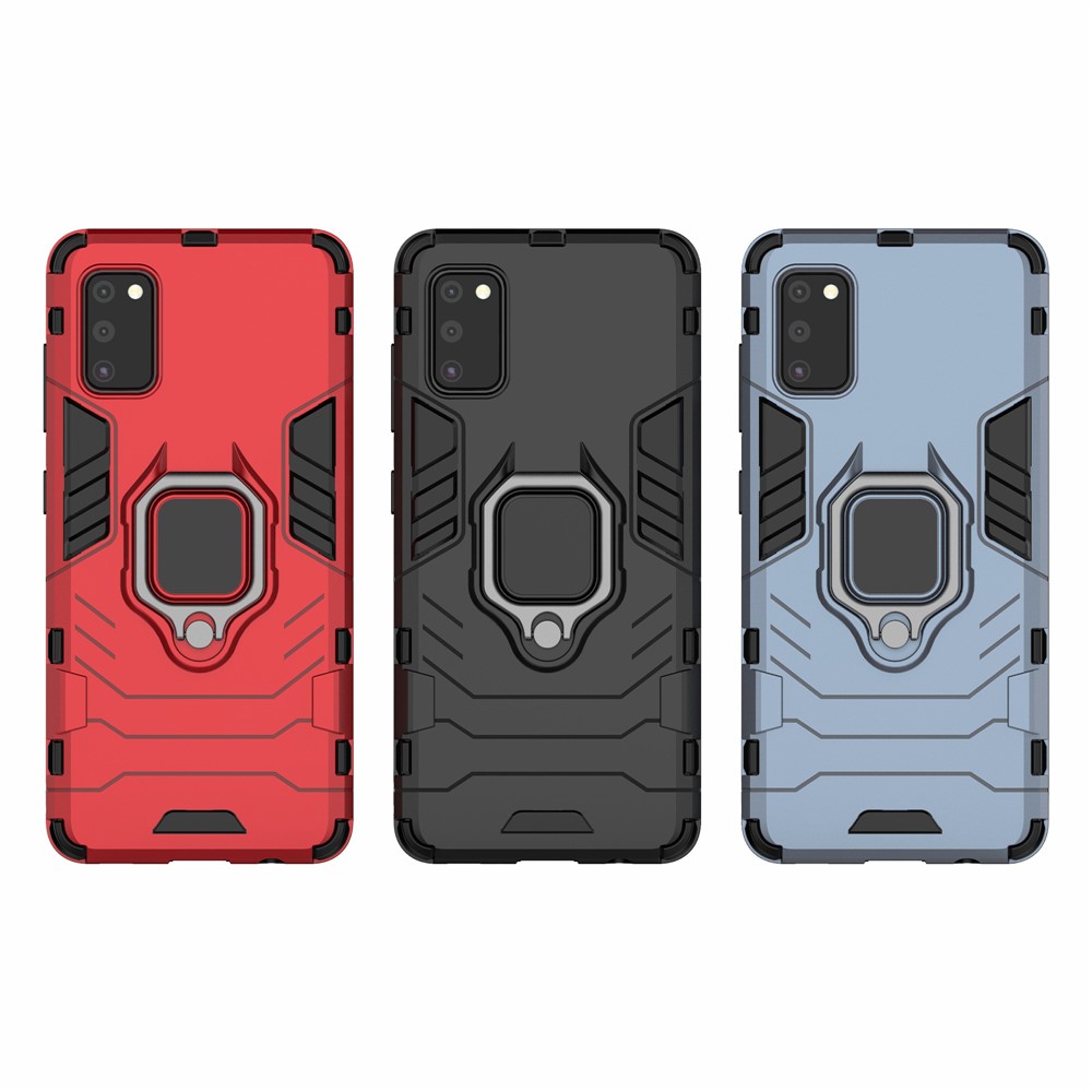 Finger Ring Holder Kickstand PC + TPU Shell Cover for Samsung Galaxy A41 (Global Version) - Black-11
