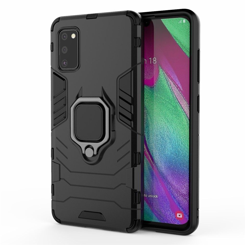 Finger Ring Holder Kickstand PC + TPU Shell Cover for Samsung Galaxy A41 (Global Version) - Black-2