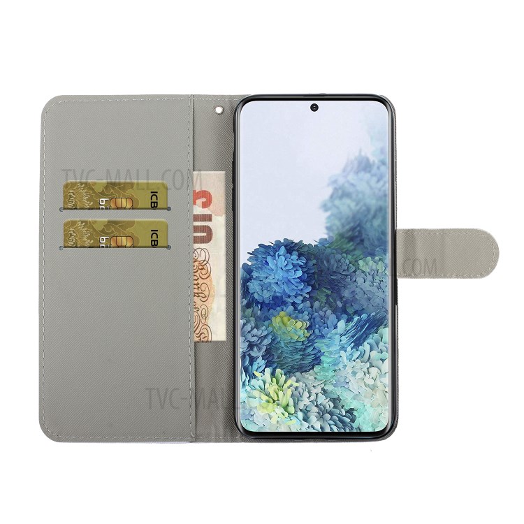 Light Spot Decor Patterned PU Leather Wallet Case Phone Covering for Samsung Galaxy S20 Ultra - Butterfly and Flower Tree-4