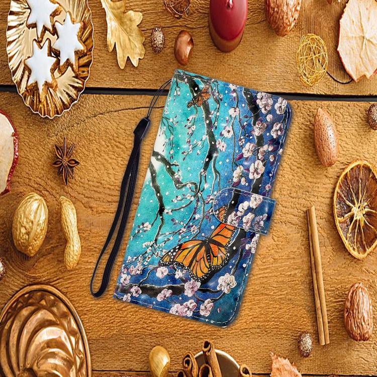 Light Spot Decor Patterned PU Leather Wallet Case Phone Covering for Samsung Galaxy S20 Ultra - Butterfly and Flower Tree-7