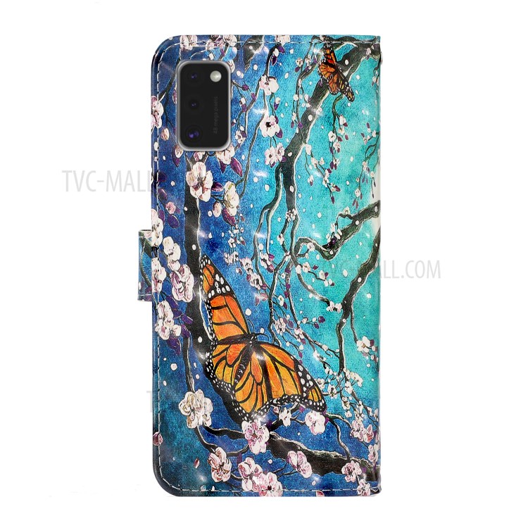 Light Spot Decor Pattern Printing Wallet Leather Phone Shell for Samsung Galaxy A41 (Global Version) - Flower and Butterfly-2