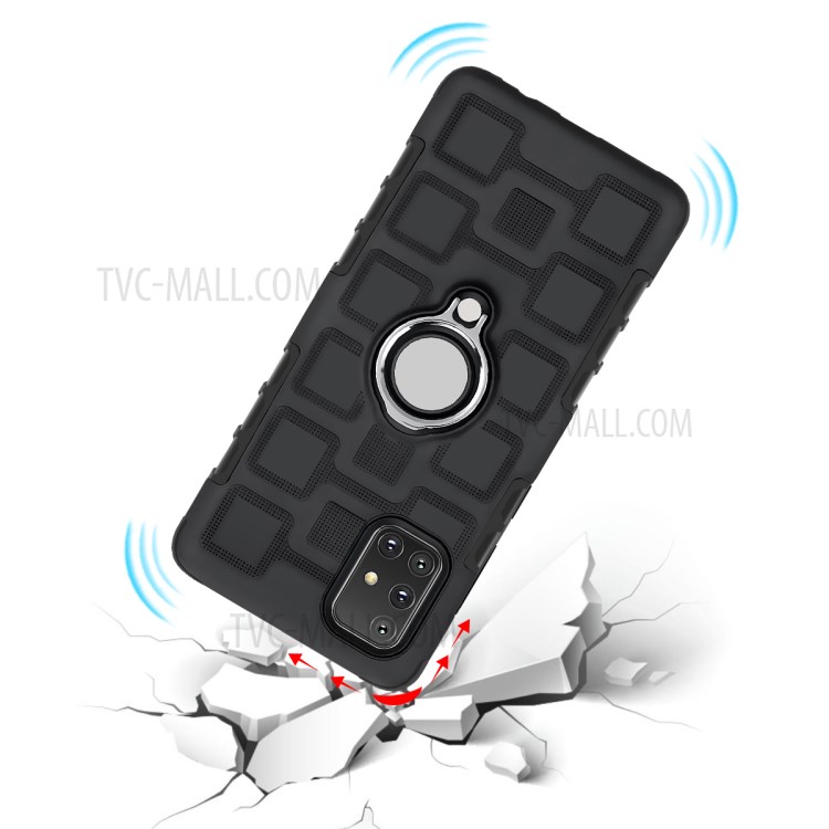 TPU PC Hybrid Case with Magnetic Car Mount Ring Holder for Samsung Galaxy A71 SM-A715 - Black-11