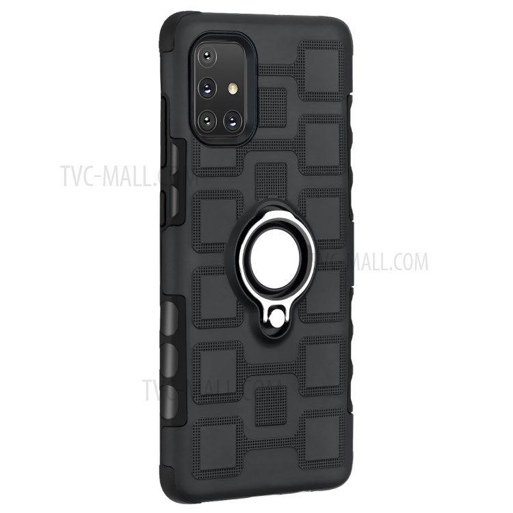 TPU PC Hybrid Case with Magnetic Car Mount Ring Holder for Samsung Galaxy A71 SM-A715 - Black-3