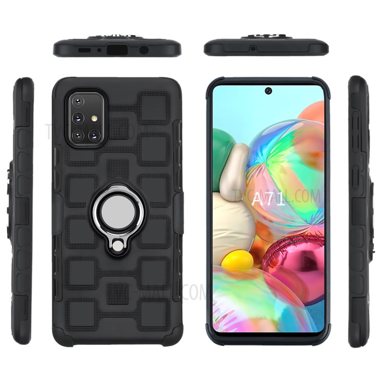 TPU PC Hybrid Case with Magnetic Car Mount Ring Holder for Samsung Galaxy A71 SM-A715 - Black-4