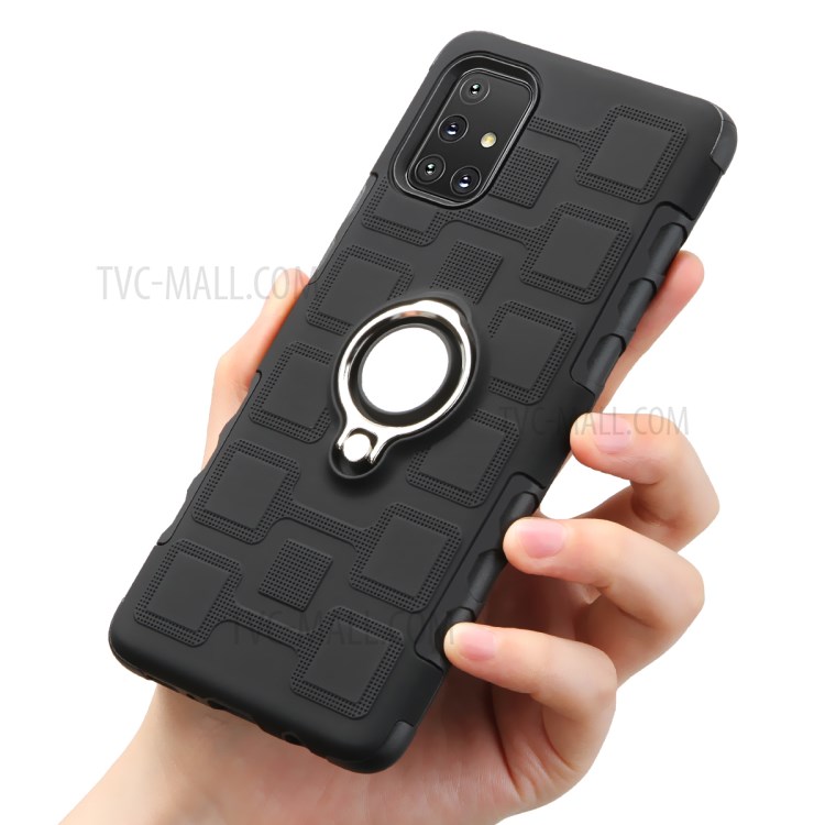 TPU PC Hybrid Case with Magnetic Car Mount Ring Holder for Samsung Galaxy A71 SM-A715 - Black-8