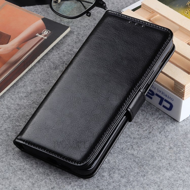 Crazy Horse Leather Shell with Wallet Stand for Samsung Galaxy M11 - Black-6