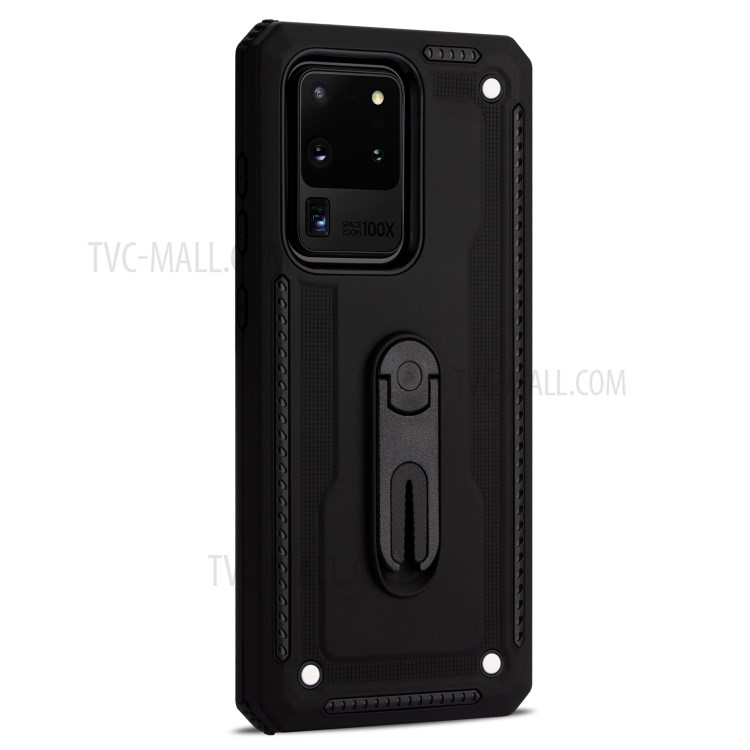 PC + TPU Hybrid Case with Air Outlet Clip Kickstand for Samsung Galaxy S20 Ultra - Black-5