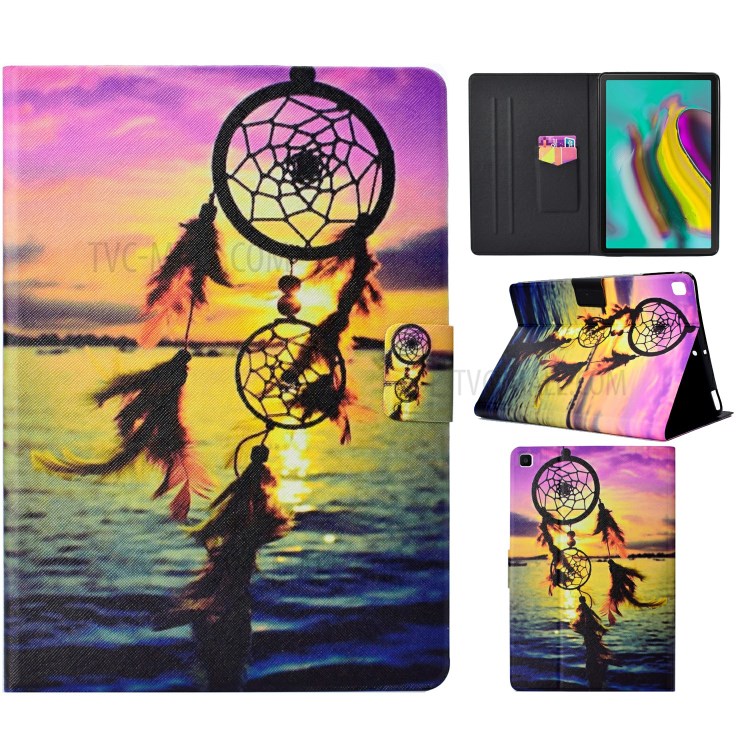 Pattern Printing PU Leather Card Holder Case for Samsung Galaxy Tab S6 Lite P610 P615 - Sunset Dream Catcher-1