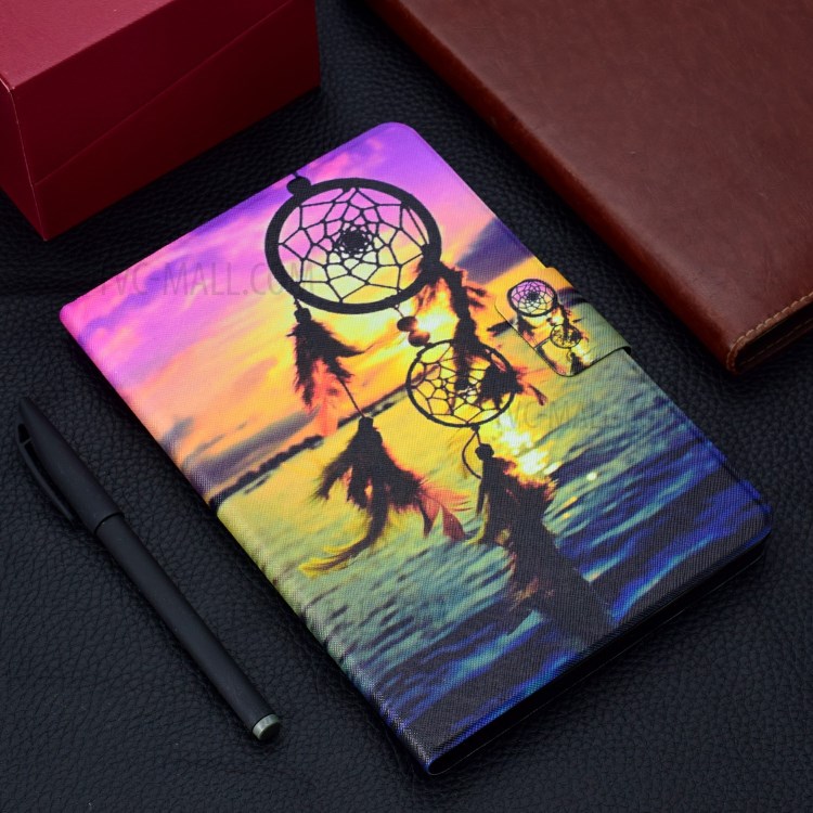 Pattern Printing PU Leather Card Holder Case for Samsung Galaxy Tab S6 Lite P610 P615 - Sunset Dream Catcher-9