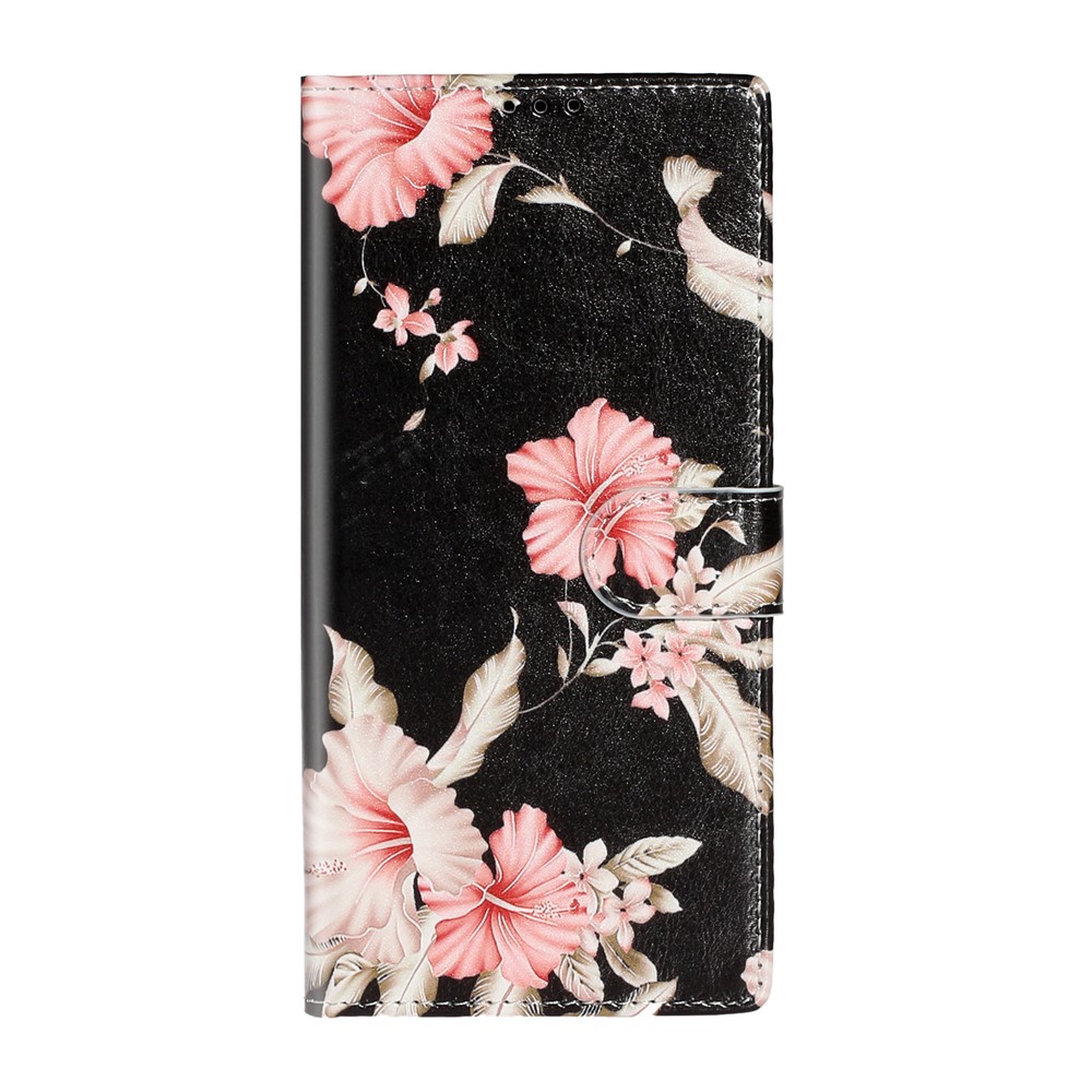 Pattern Printing Magnetic Leather Wallet Cover Phone Case for Samsung Galaxy S20 Plus/S20 Plus 5G - Pink Flower-3