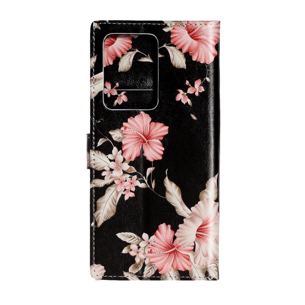 Pattern Printing Magnetic Leather Wallet Cover Phone Case for Samsung Galaxy S20 Plus/S20 Plus 5G - Pink Flower-4