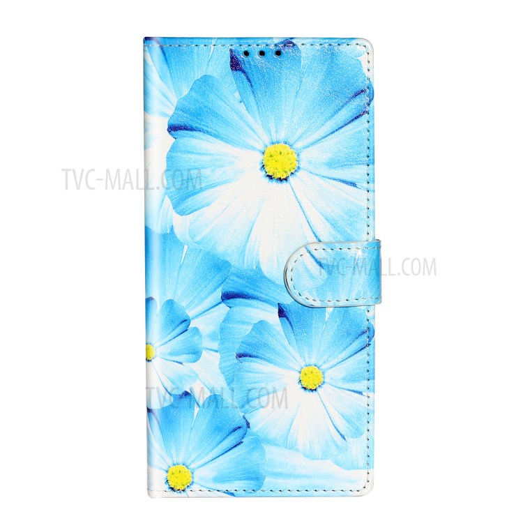 Pattern Printing Magnetic Leather Wallet Cover Phone Case for Samsung Galaxy S20 Plus/S20 Plus 5G - Blue Flower-3