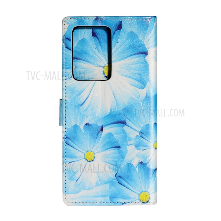 Pattern Printing Magnetic Leather Wallet Cover Phone Case for Samsung Galaxy S20 Plus/S20 Plus 5G - Blue Flower-4
