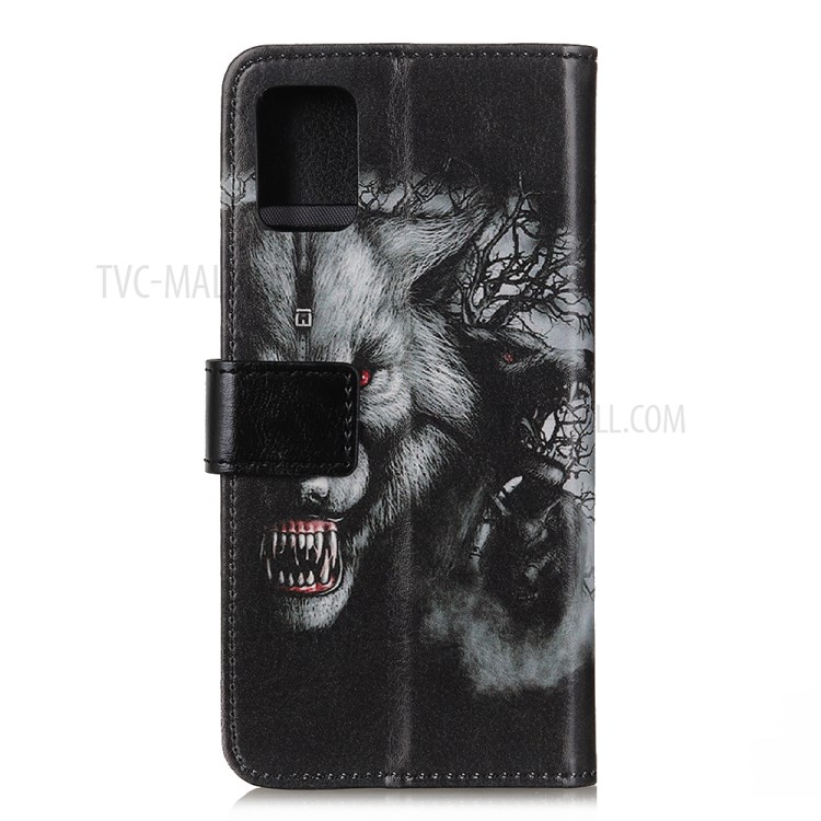 Patterned PU Leather Covering Wallet Stand Protection Case for Samsung Galaxy A71 5G SM-A716 - Fierce Wolf-4