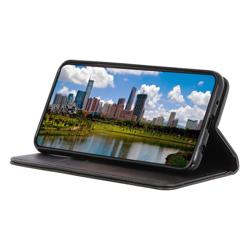 Portefeuille Auto-absorbed Split le Cuir Stand de Téléphone Boîtier de Téléphone Pour Samsung Galaxy A51 5G SM-A516 - Noir