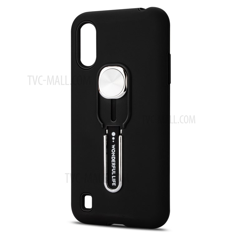 TPU + PC Hybrid Finger Grip Kickstand Case for Samsung Galaxy A01 - Black-4