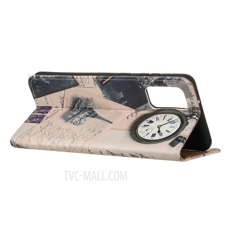 Pattern Printing PU Leather Wallet Stand Phone Shell for Samsung Galaxy A71 5G SM-A716 - Eiffel Tower and Letters-3