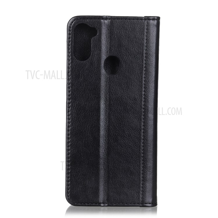 Auto-absorbed Litchi Texture Leather Wallet Case for Samsung Galaxy M11 - Black-2