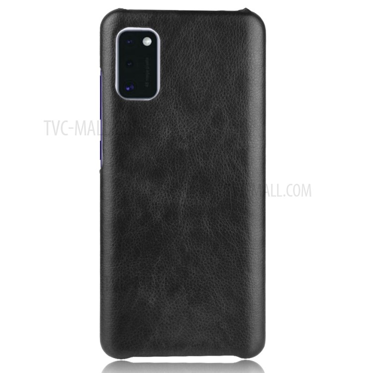 Litchi Skin Leather Coated PC Back Phone Cover for Samsung Galaxy A41 (Global Version) - Black-3