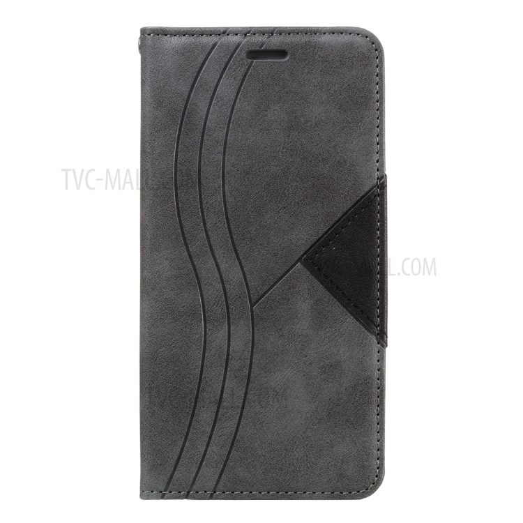 Splicing Auto-absorbed Leather Card Holder Mobile Phone Case for Samsung Galaxy A91/S10 Lite - Grey-2