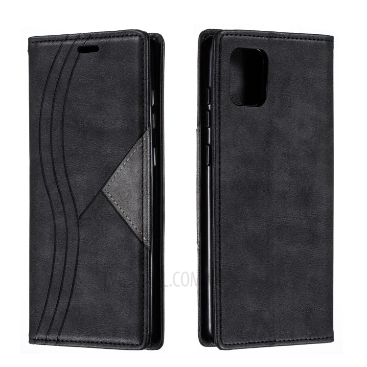 Splicing Auto-absorbed Leather Card Holder Shell Case for Samsung Galaxy A81/Note 10 Lite - Black-1