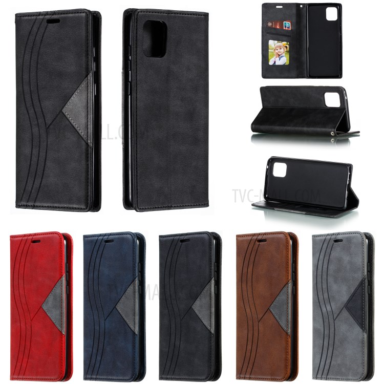 Splicing Auto-absorbed Leather Card Holder Shell Case for Samsung Galaxy A81/Note 10 Lite - Black-12