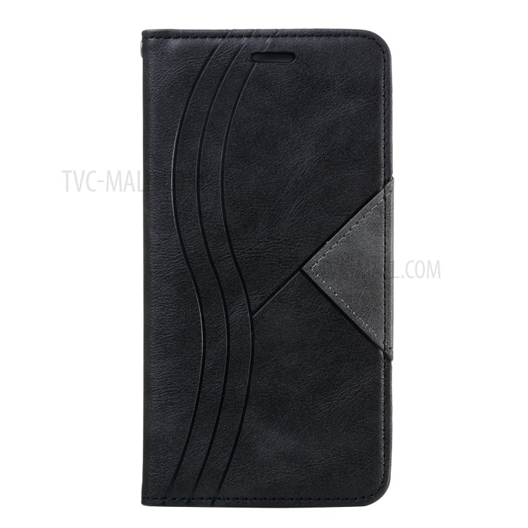 Splicing Auto-absorbed Leather Card Holder Shell Case for Samsung Galaxy A81/Note 10 Lite - Black-2