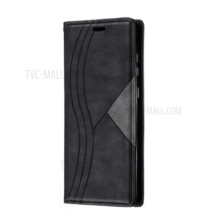 Splicing Auto-absorbed Leather Card Holder Shell Case for Samsung Galaxy A81/Note 10 Lite - Black-3