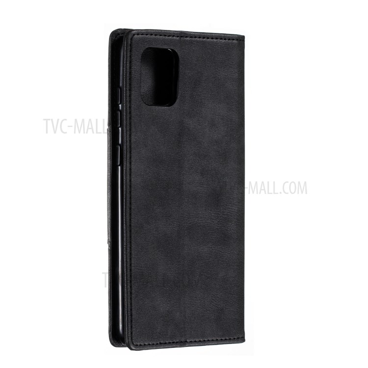 Splicing Auto-absorbed Leather Card Holder Shell Case for Samsung Galaxy A81/Note 10 Lite - Black-4