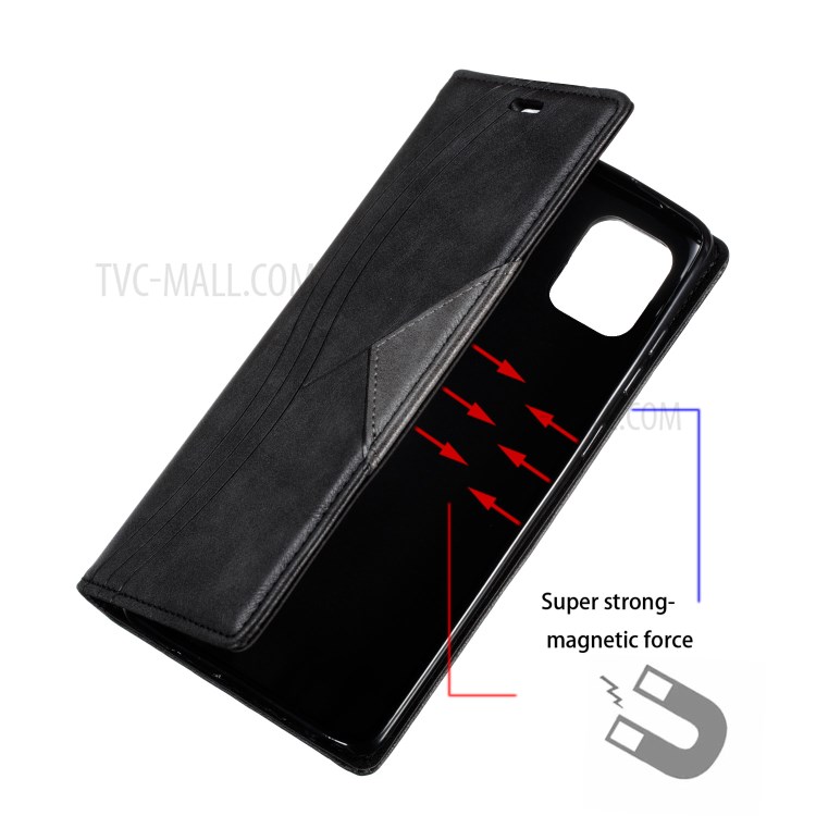 Splicing Auto-absorbed Leather Card Holder Shell Case for Samsung Galaxy A81/Note 10 Lite - Black-5