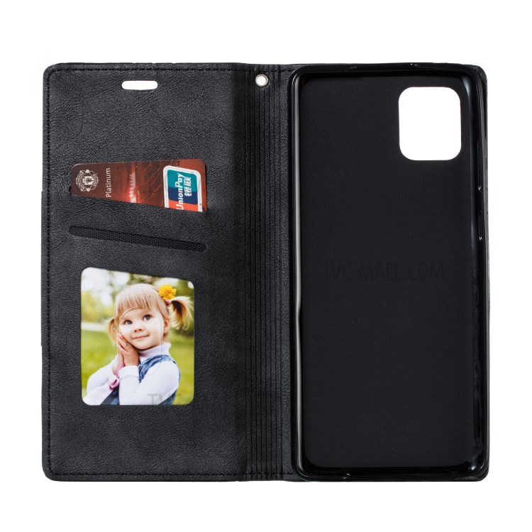 Splicing Auto-absorbed Leather Card Holder Shell Case for Samsung Galaxy A81/Note 10 Lite - Black-6