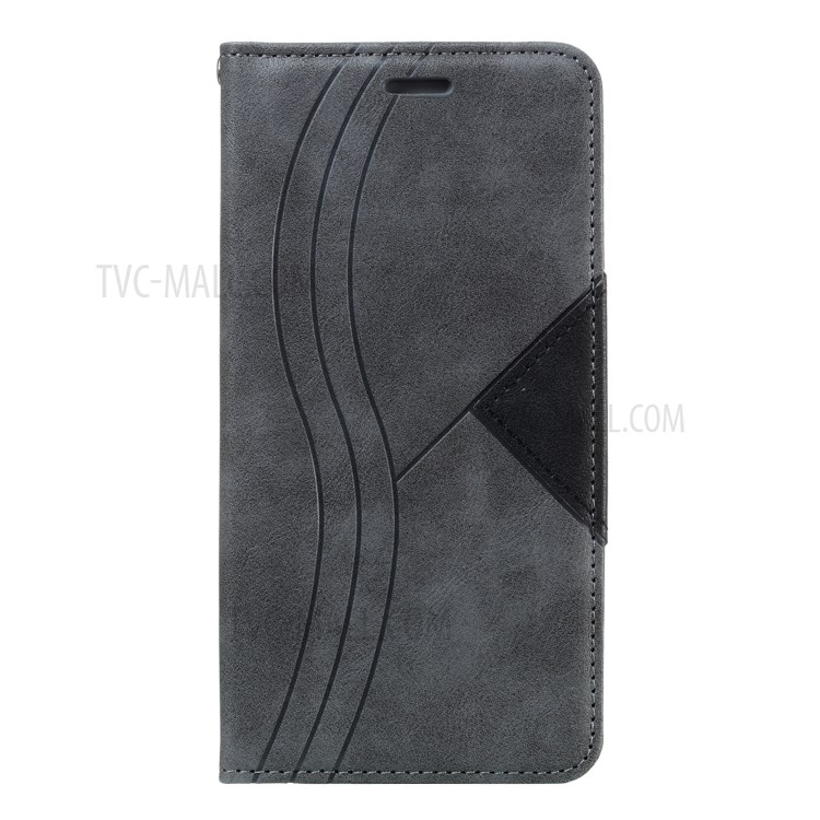 Auto-absorbed Splicing Leather Stand Shell with Card Slots for Samsung Galaxy S20 - Grey-2