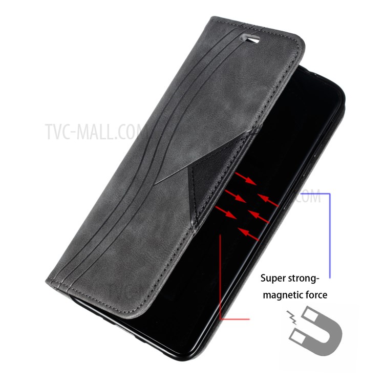 Auto-absorbed Splicing Leather Card Holder Case for Samsung Galaxy S20 Plus - Grey-5