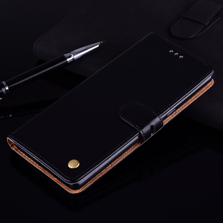 Business Style Oil Wax PU Leather Wallet Stand Mobile Phone Cover for Samsung Galaxy M31 - Black-7