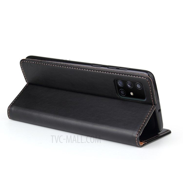 Auto-absorbed PU Leather Wallet Stand Phone Casing for Samsung Galaxy A51 SM-A515 - Black-6