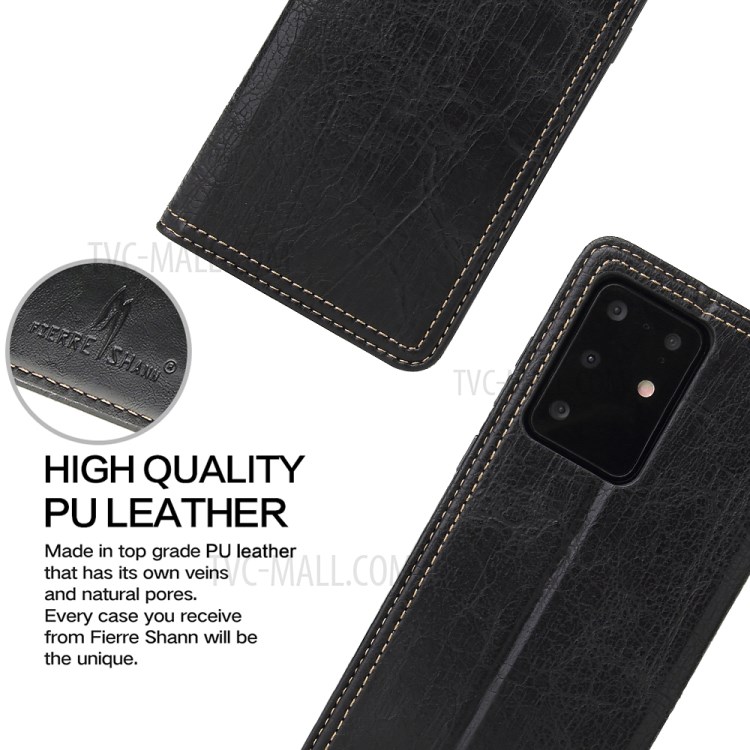 Auto-absorbed Leather Wallet Stand Case for Samsung Galaxy S20 Plus - Black-6