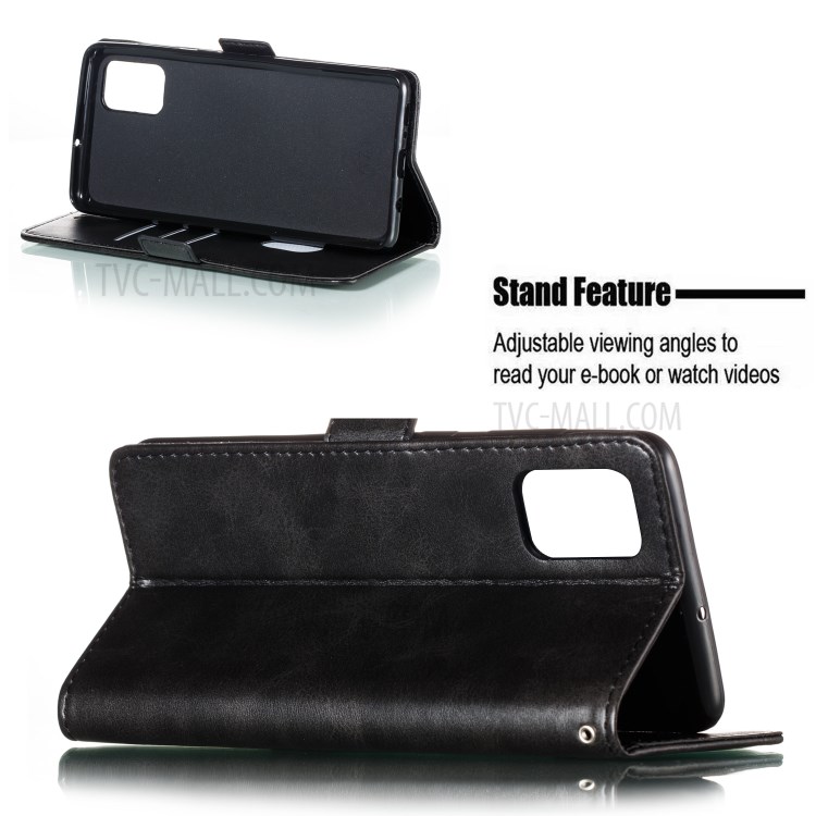 Wallet Leather Stand Phone Case with Lanyard for Samsung Galaxy A51 SM-A515 - Black-10