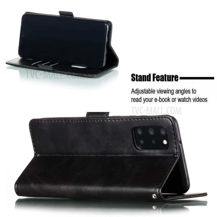 Wallet Leather Stand Phone Casing with Lanyard for Samsung Galaxy S20 Plus - Black-10