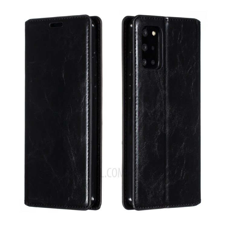 Crazy Horse Skin Leather Strong Magnetic Suction Case for Samsung Galaxy S20 Plus - Black-6