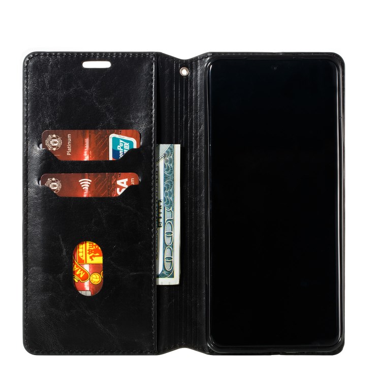 Crazy Horse Skin Leather Strong Magnetic Suction Case for Samsung Galaxy S20 Plus - Black-7