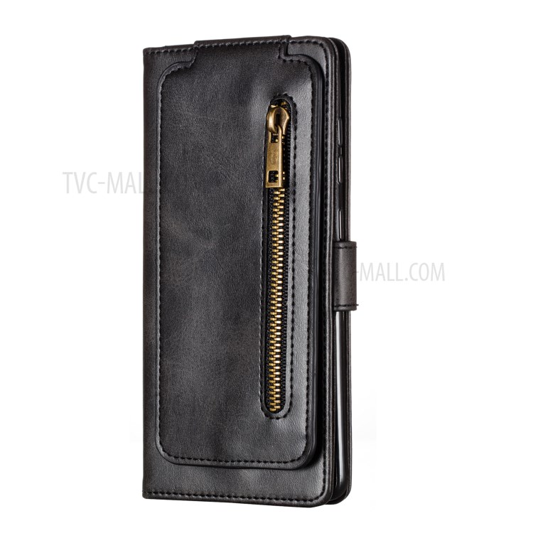 Zipper Pocket with 9 Card Slots Leather Case for Samsung Galaxy A71 SM-A715 - Black-4