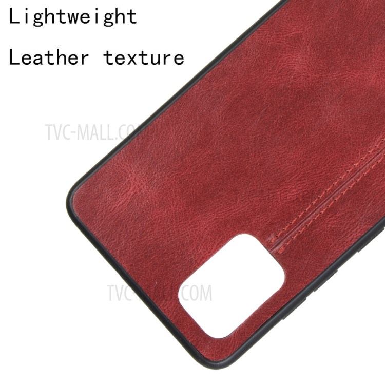 Stylish PU Leather Coated PC + TPU Hybrid Cover for Samsung Galaxy A71 5G SM-A716 - Red-2