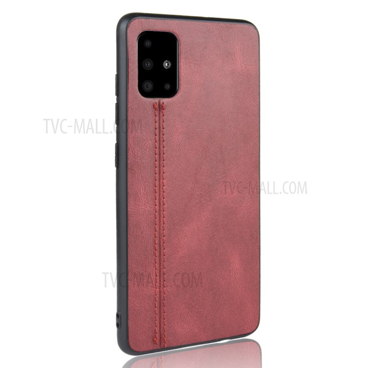 Stylish PU Leather Coated PC + TPU Hybrid Cover for Samsung Galaxy A71 5G SM-A716 - Red-4