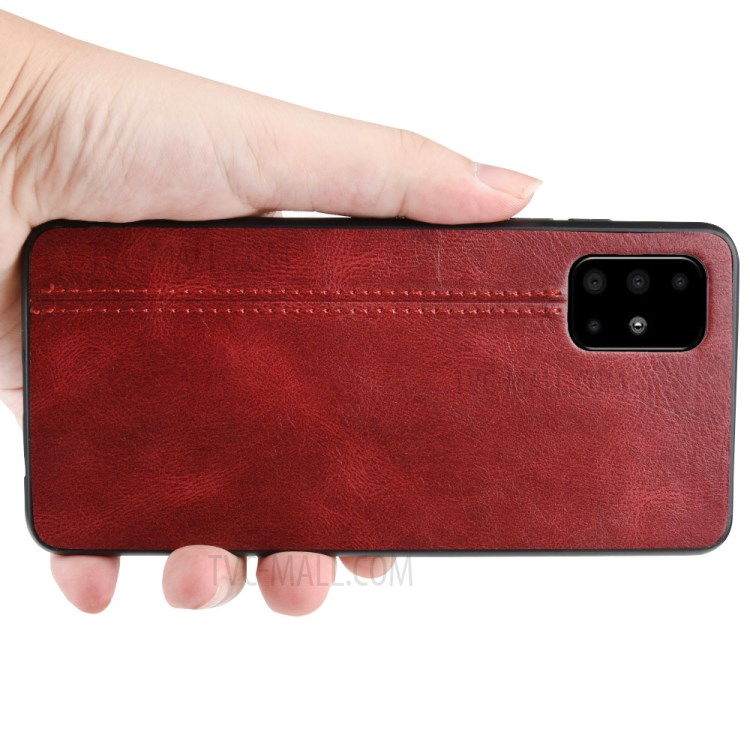 Stylish PU Leather Coated PC + TPU Hybrid Cover for Samsung Galaxy A71 5G SM-A716 - Red-5